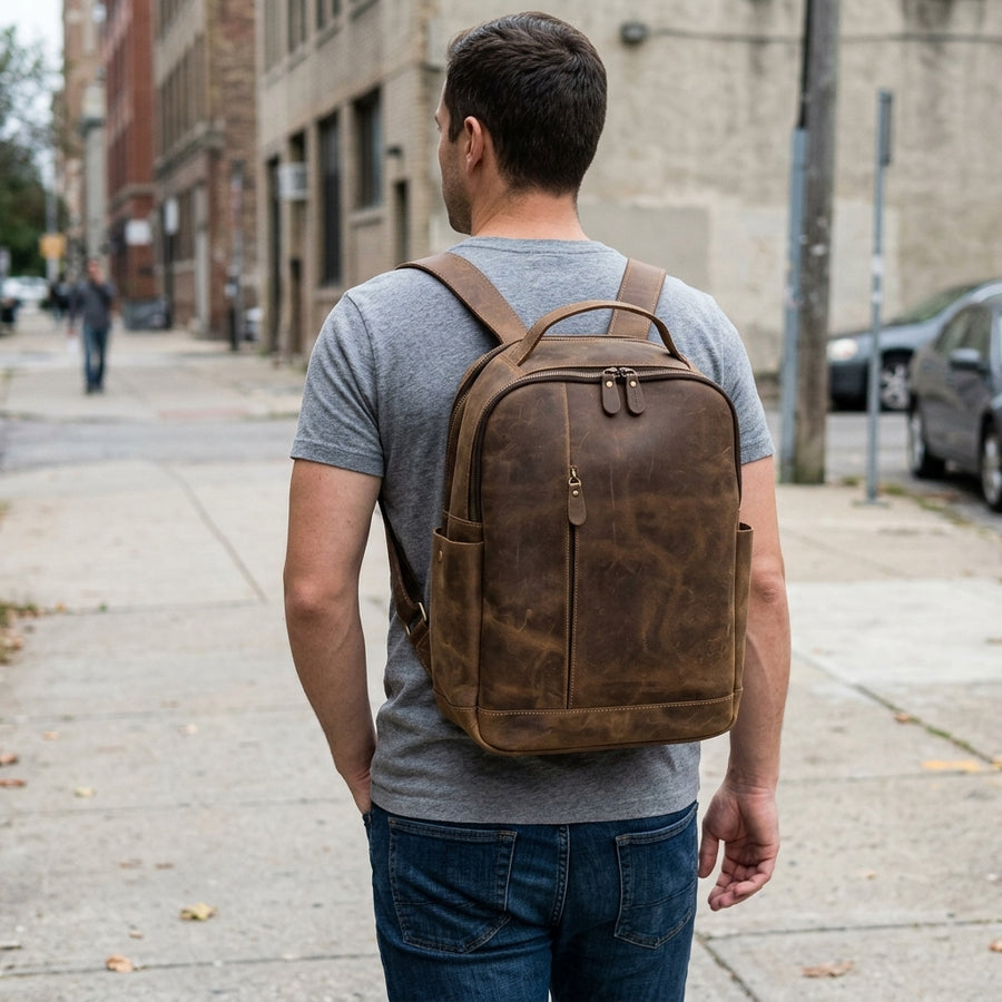 Luxury Genuine Leather Casual Backpack
