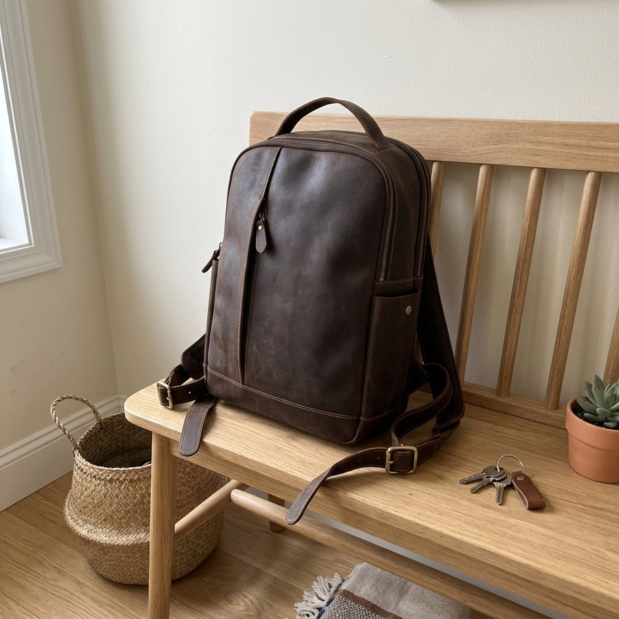 Luxury Genuine Leather Casual Backpack