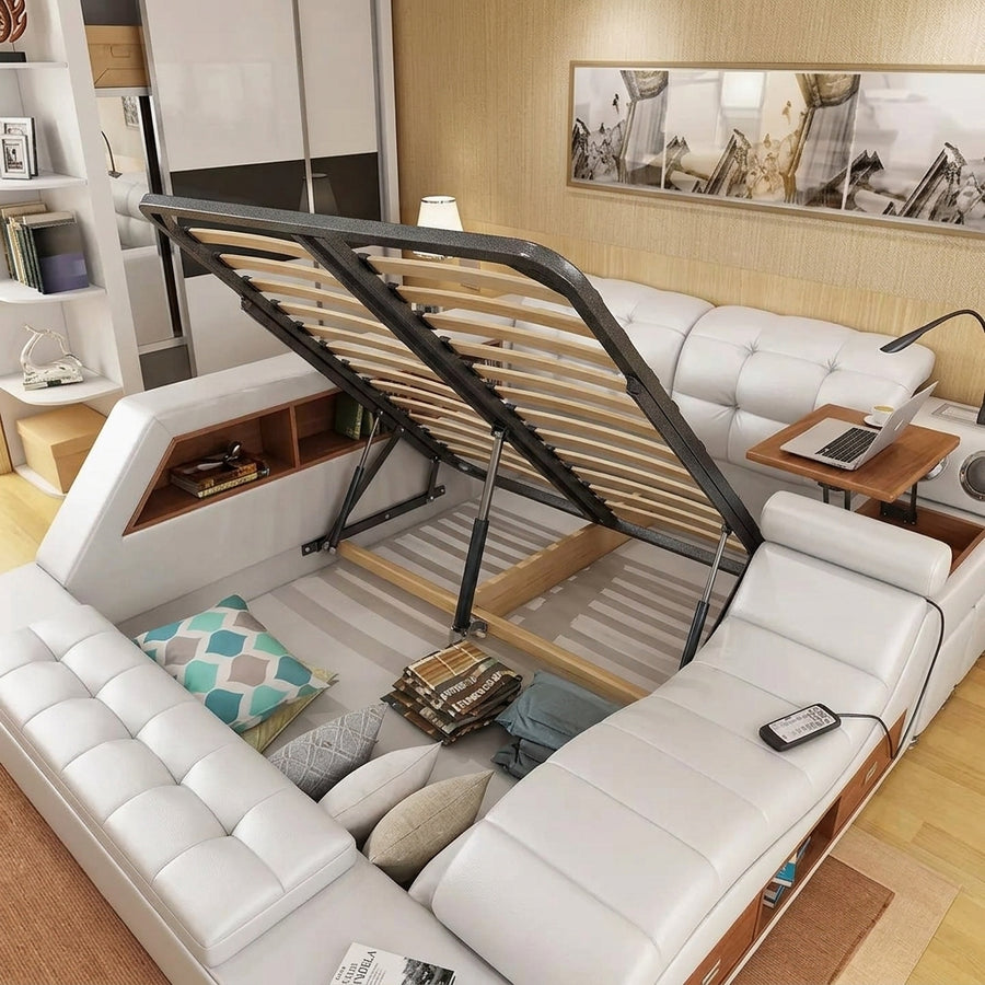 Ultimativer Komfort Modernes Luxus Leder Traum Smart Bett