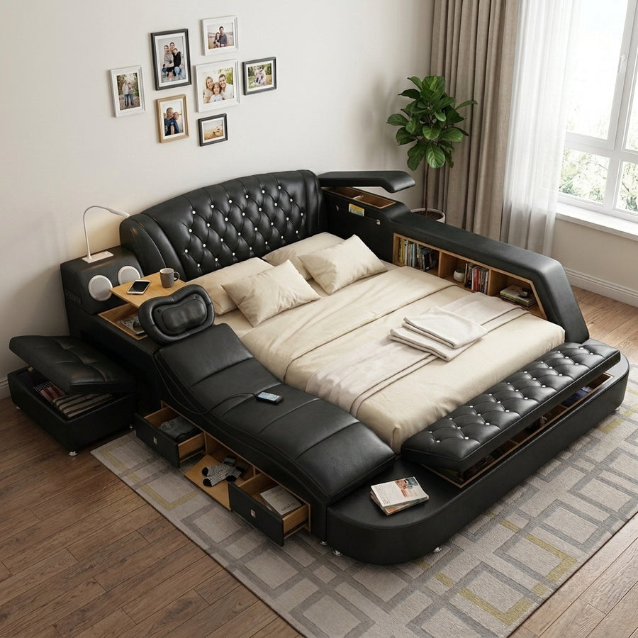 Ultimativer Komfort Modernes Luxus Leder Traum Smart Bett