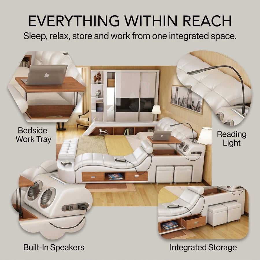 Ultimativer Komfort Modernes Luxus Leder Traum Smart Bett