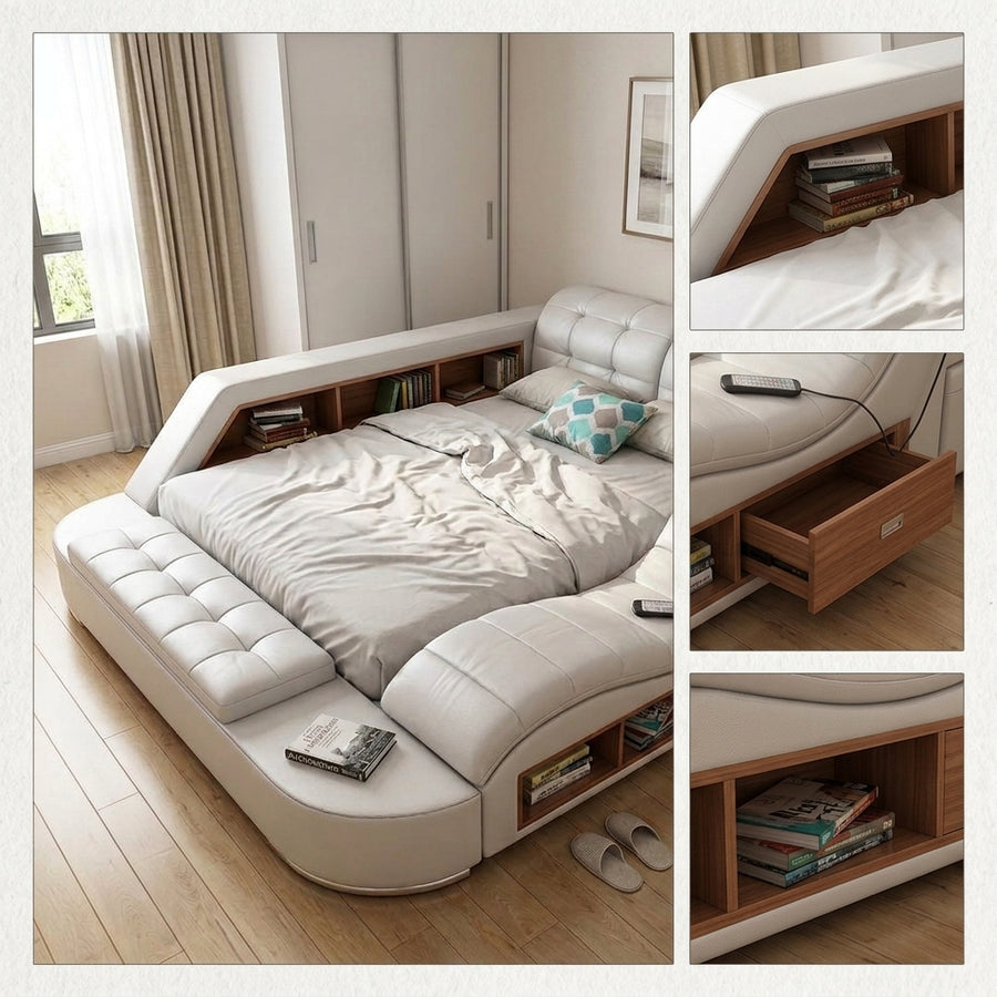 Ultimativer Komfort Modernes Luxus Leder Traum Smart Bett