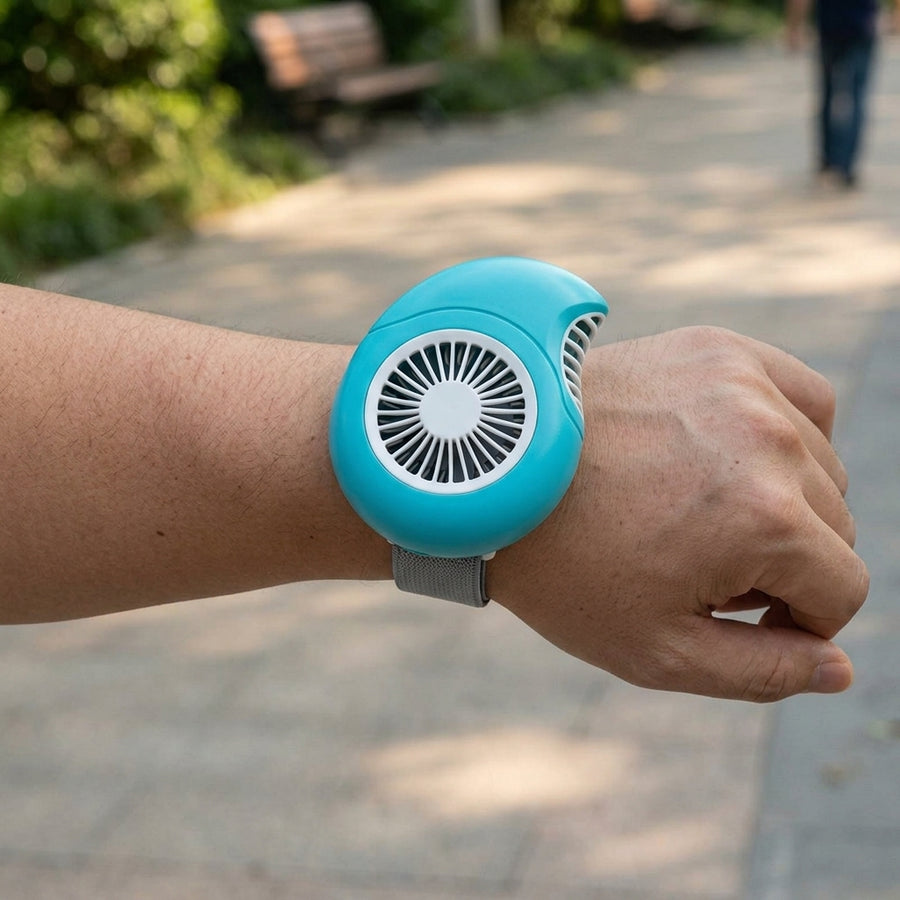 Tragbarer USB-Ventilator mit Turbo-Funktion am Handgelenk