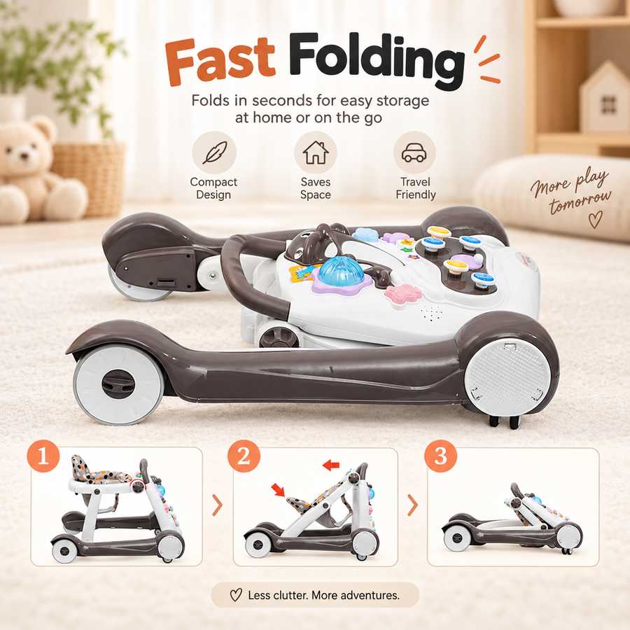 Anti-Rollover Multi-function Baby Walker with Music