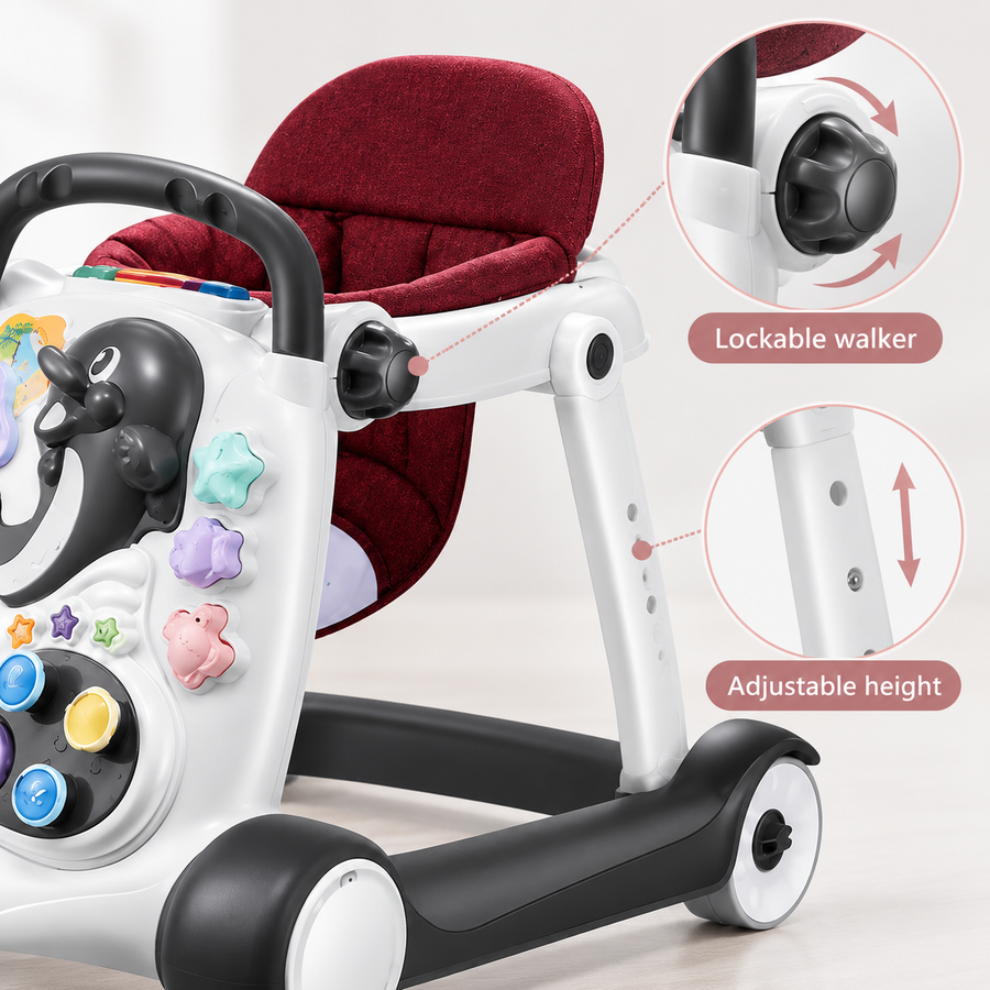 Anti-Rollover Multi-function Baby Walker with Music