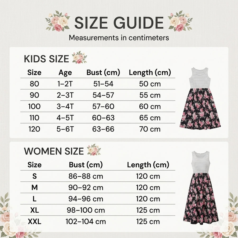 Blumen-Muster: Süßes Mutter-Tochter-Sonnenkleid im Partnerlook