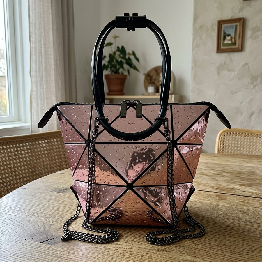 Silberne geometrische Damen-Umhängetasche