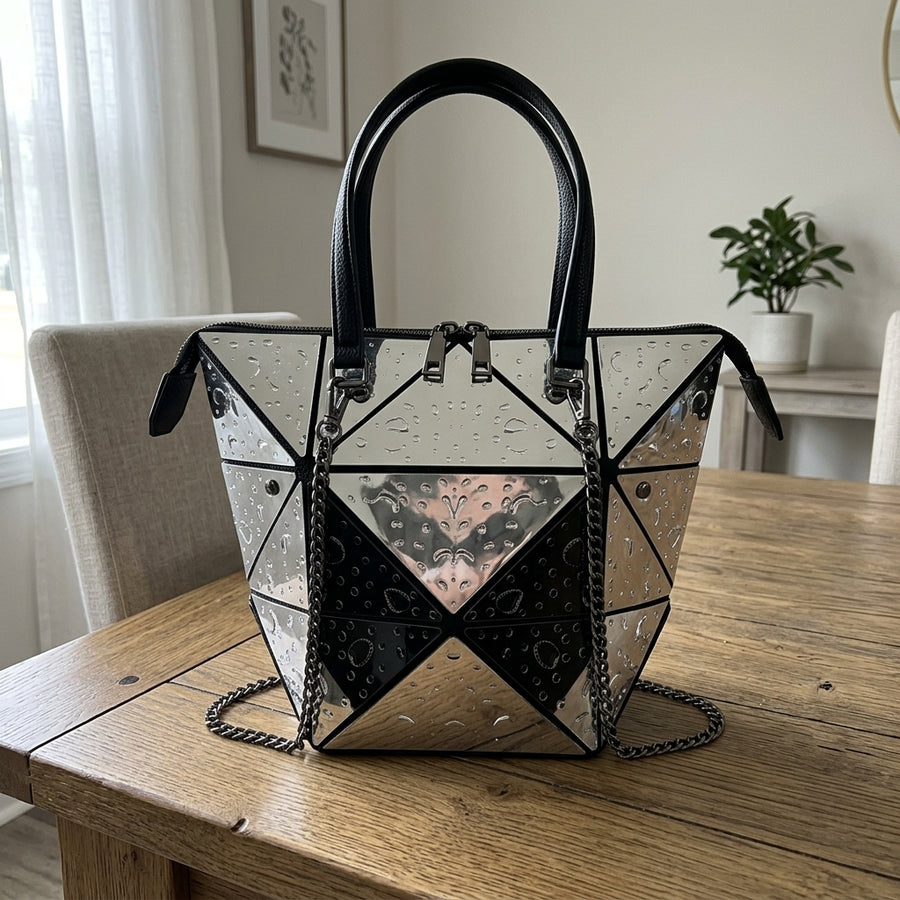 Silberne geometrische Damen-Umhängetasche