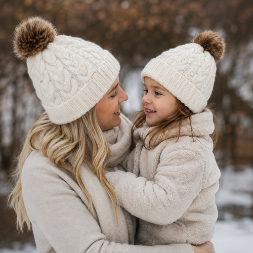 2Pcs Mom and Baby Warm Comfy Knit Hats