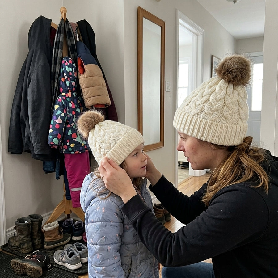 2Pcs Mom and Baby Warm Comfy Knit Hats