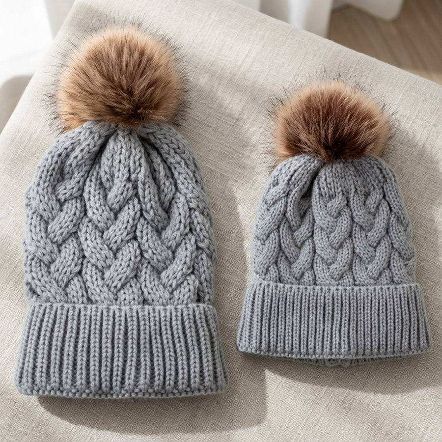 2Pcs Mom and Baby Warm Comfy Knit Hats