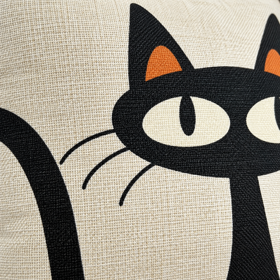 Housse de coussin motif chat rétro