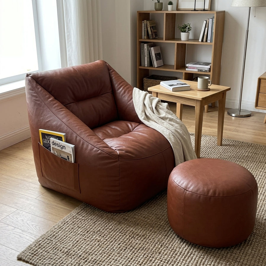 Faules Sofa Leder-Sitzsack