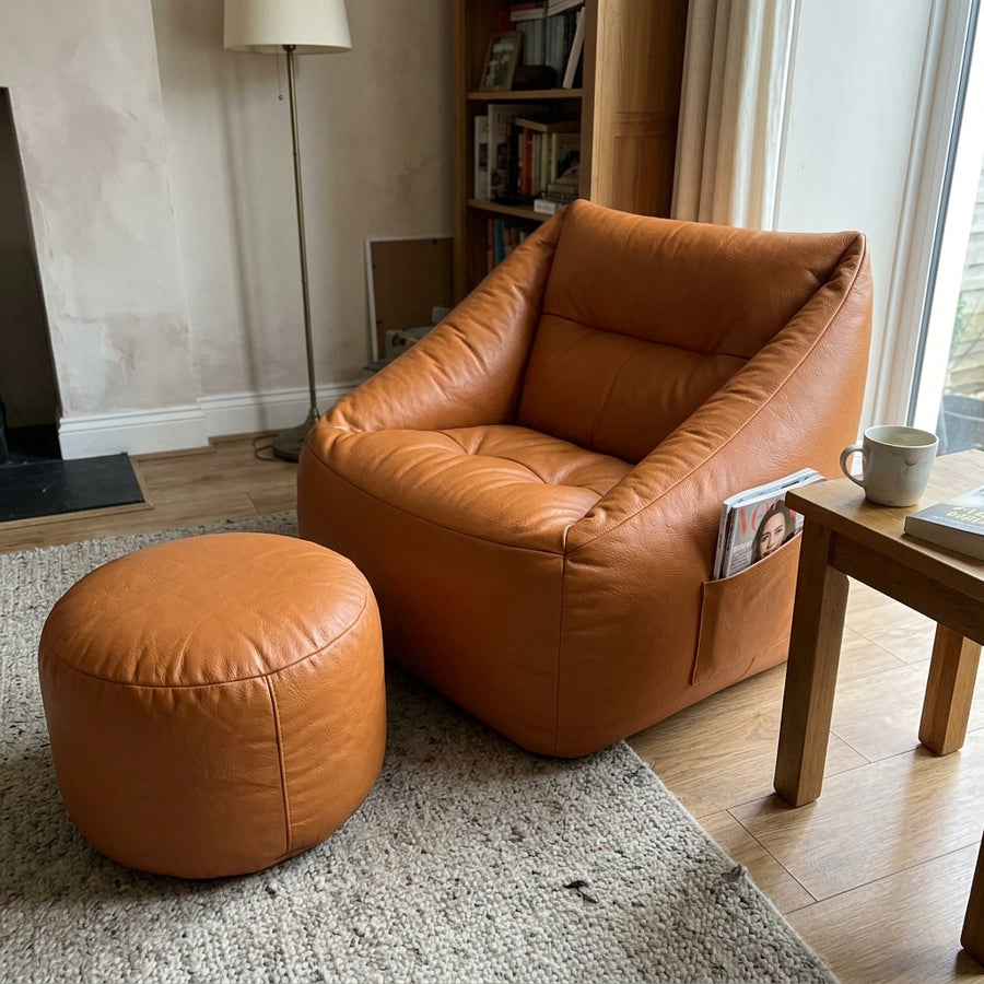 Faules Sofa Leder-Sitzsack