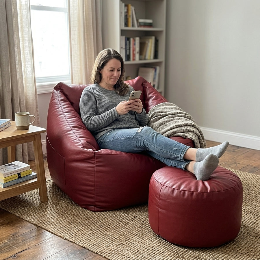 Faules Sofa Leder-Sitzsack