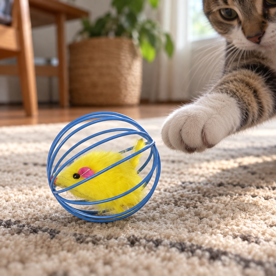 Hollow Ball Feather Cat Toys