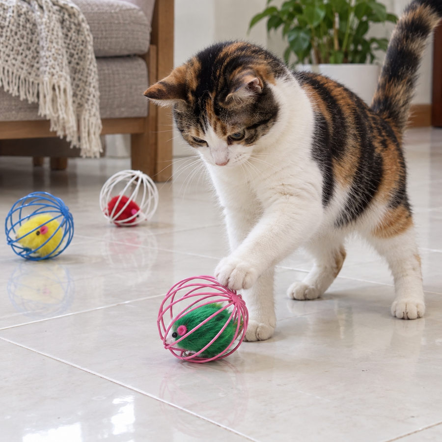 Hollow Ball Feather Cat Toys