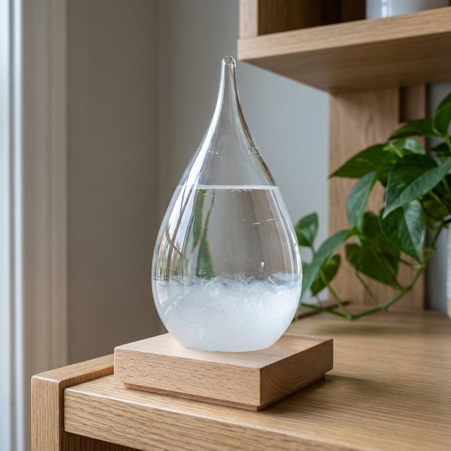 Storm Glass Forecast with Wood Base for home Decoration