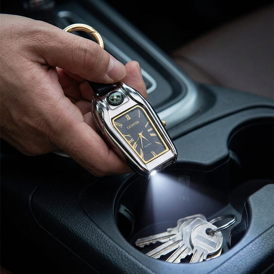 Elegante Auto-Schlüsselanhänger-Uhr mit Feuerzeug