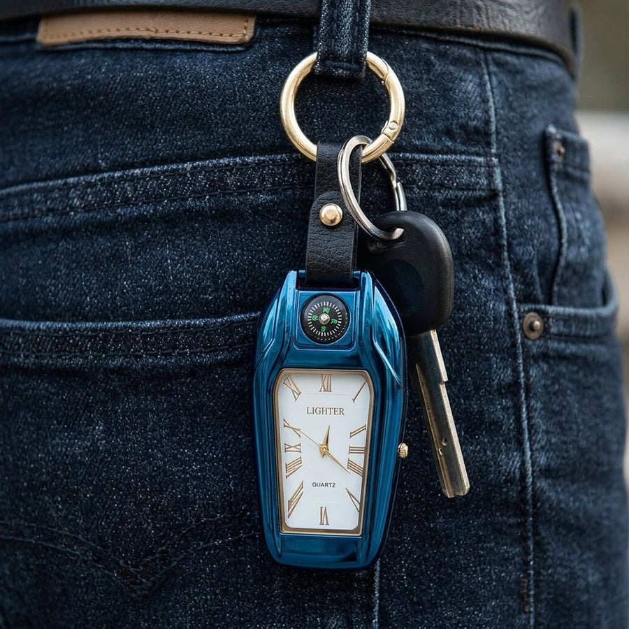 Elegante Auto-Schlüsselanhänger-Uhr mit Feuerzeug
