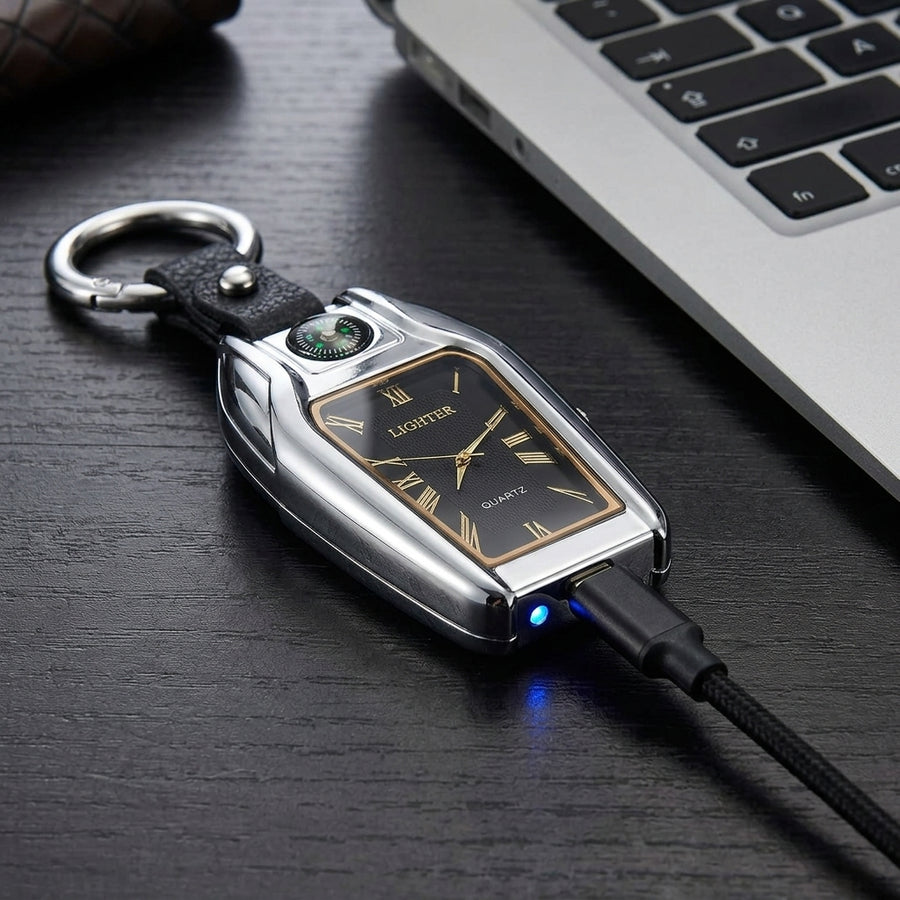 Elegante Auto-Schlüsselanhänger-Uhr mit Feuerzeug