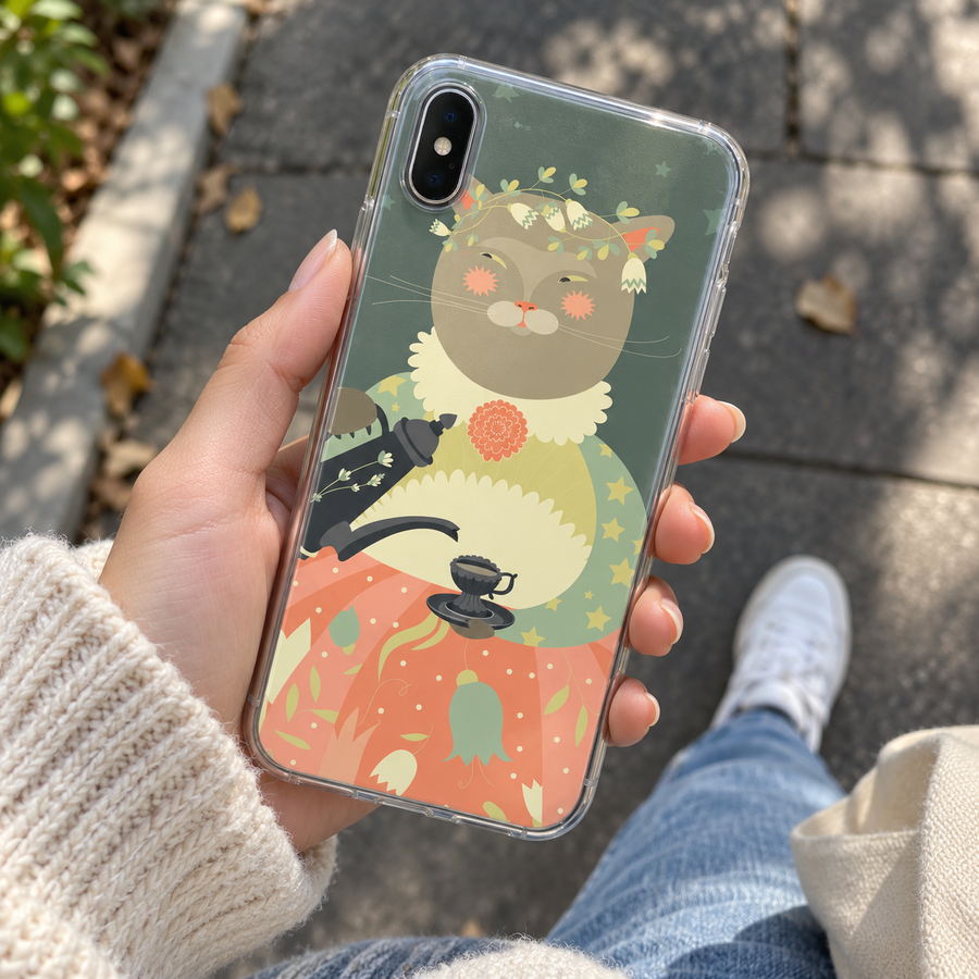 Niedliche Katzenlady iPhone Hülle