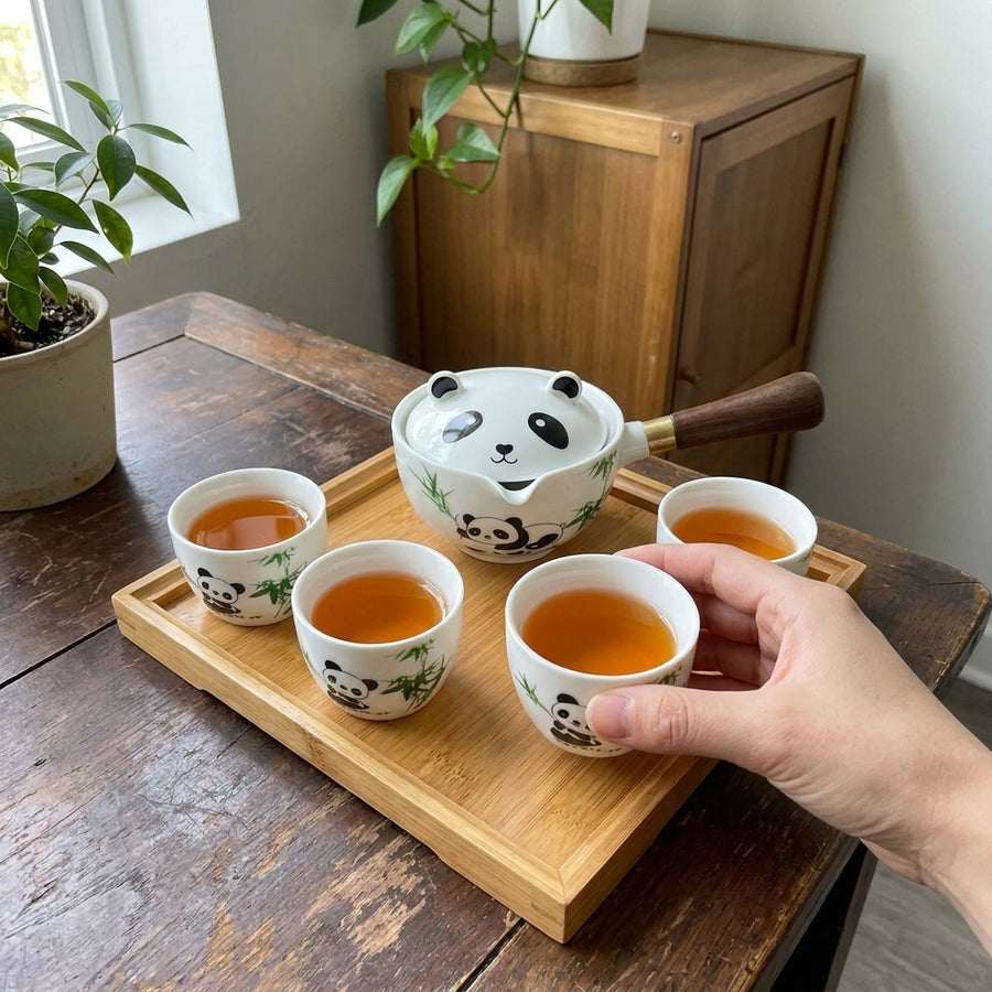 Panda Spin Rotating Tea Set