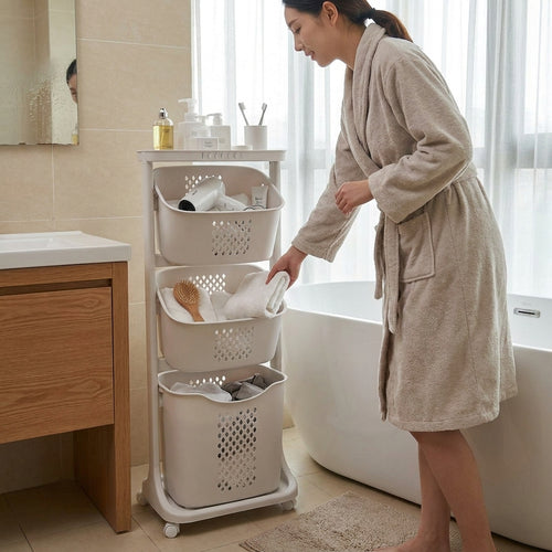 Multi-Layer Hanging Laundry Organizer Basket