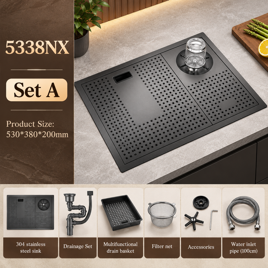 Elegante lavello da cucina smart Nano nero