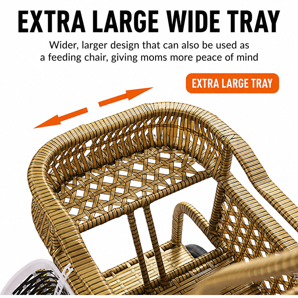 Bellaria Lightweight Vintage Rattan Summer Baby Stroller - Image 4