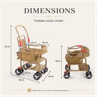 Bellaria Lightweight Vintage Rattan Summer Baby Stroller - Image 6