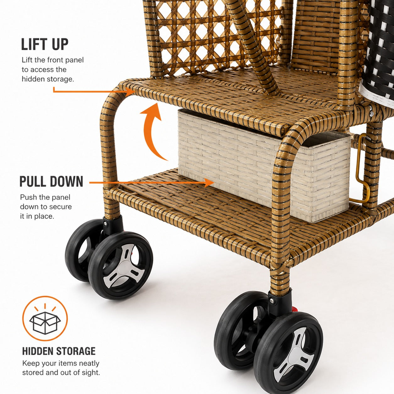 Bellaria Lightweight Vintage Rattan Summer Baby Stroller - Image 11