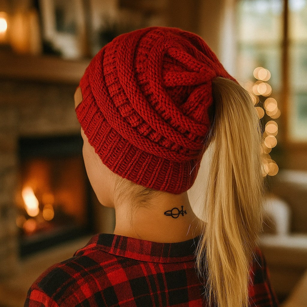 Women Baggy Warm Crochet Winter Wool Knit Ski Beanie - Image 3