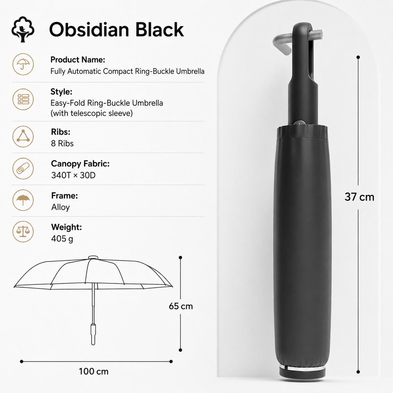 Tuck & Go Rapid Folding Windproof Umbrella - Image 8