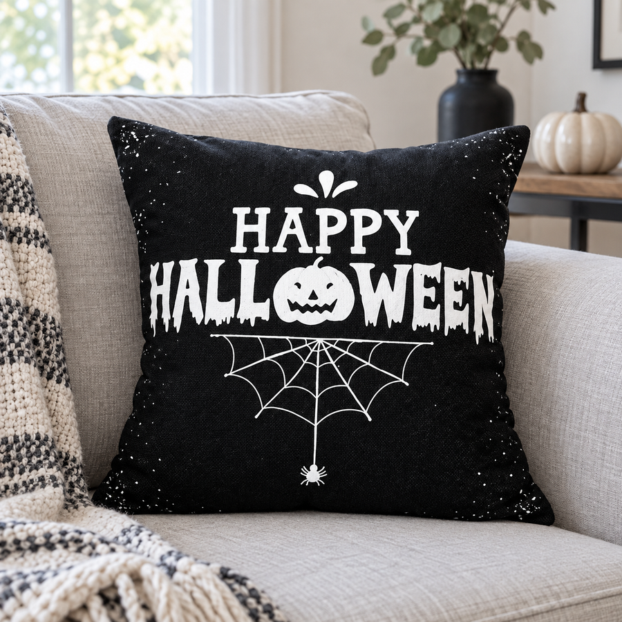 Sorte og Hvide Halloween Pudebetræk