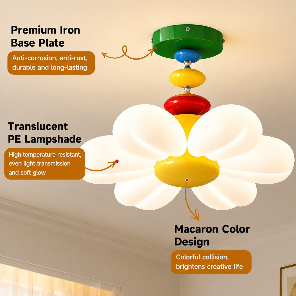 Daisy Chain Colorful Flower Kids Room Ceiling Light - Image 2