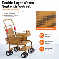 Bellaria Lightweight Vintage Rattan Summer Baby Stroller - Image 9