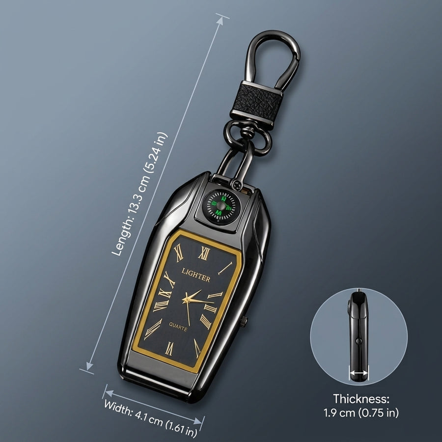 Elegante Auto-Schlüsselanhänger-Uhr mit Feuerzeug