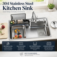Kyoto Japanese Stainless Steel Workstation Kitchen Sink