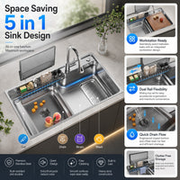 Kyoto Japanese Stainless Steel Workstation Kitchen Sink