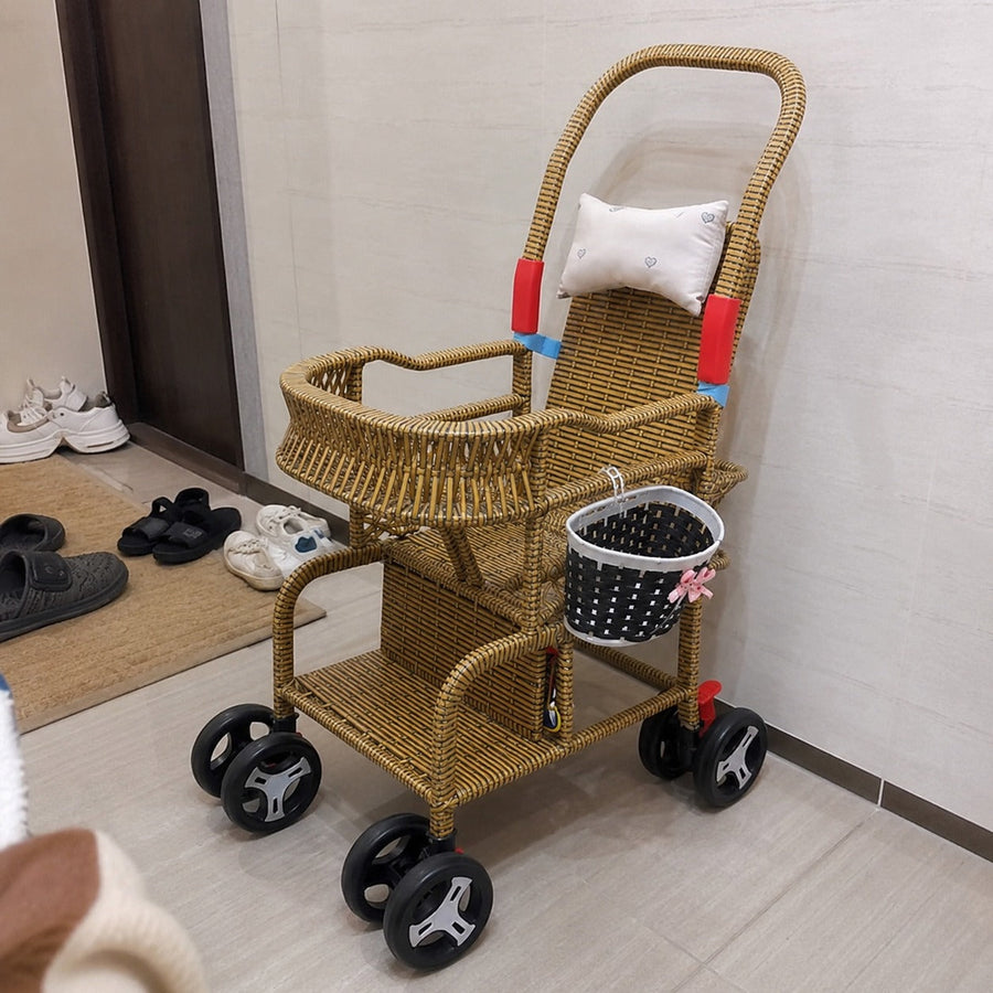 Bellaria Lightweight Vintage Rattan Summer Baby Stroller - Image 0