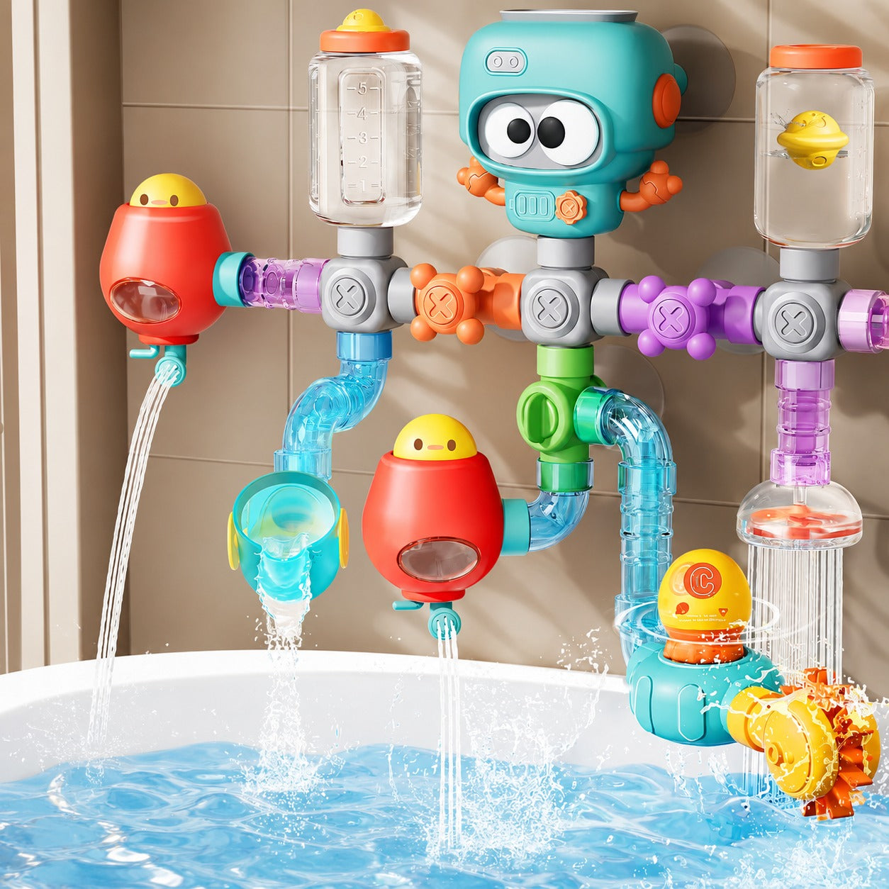 Little Plumber Toddler Waterworks Bath Toy Set - Image 1