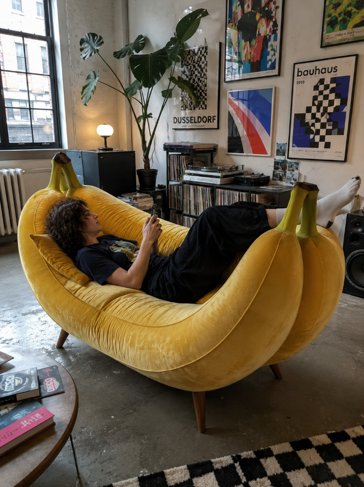 Yellow Banana Inspired Modern Simple Sofa