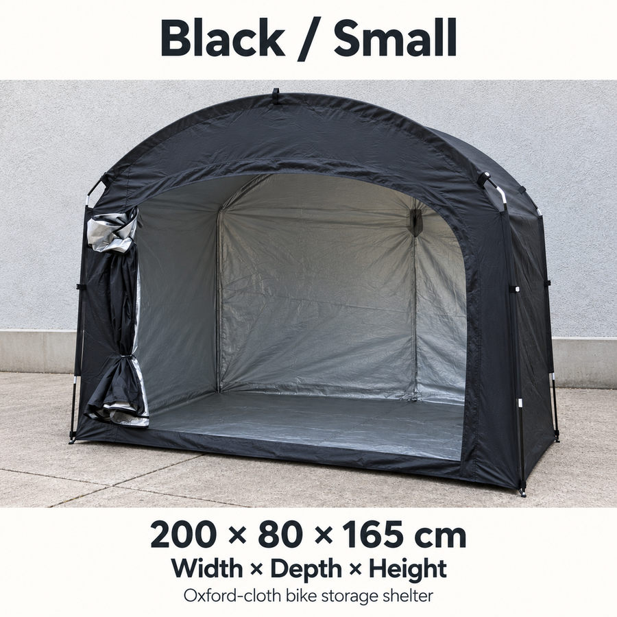 Cyclehaven Black Small bike storage tent — 200 cm wide × 80 cm deep × 165 cm high