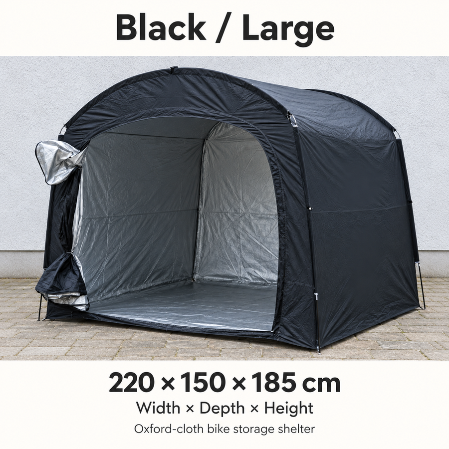 Cyclehaven Black Large bike storage tent — 220 cm wide × 150 cm deep × 185 cm high