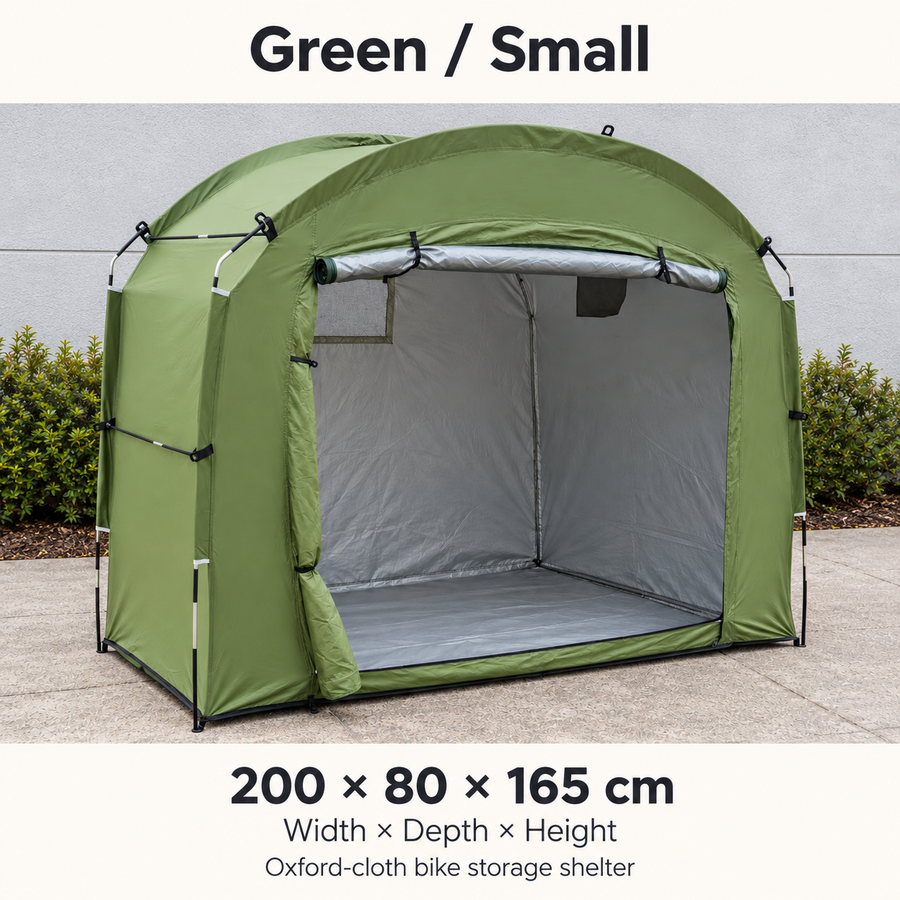 Cyclehaven Green Small bike storage tent — 200 cm wide × 80 cm deep × 165 cm high
