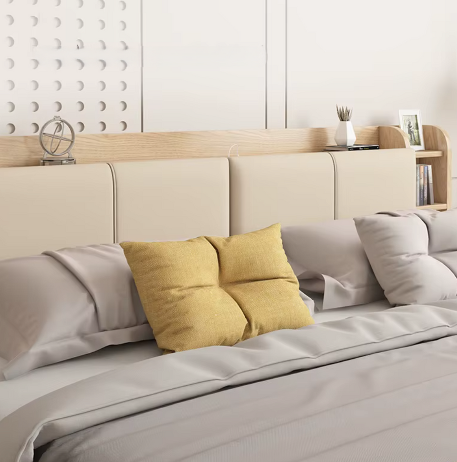 Hidden Compartment Lift-Up Storage Bookshelf Platform Bed - Image 5