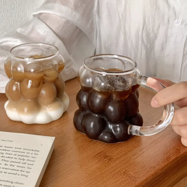 Sleek Glass Irregular Bubble Mug