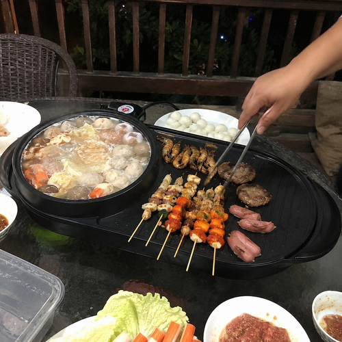 2 In 1 Hot Pot & Barbecue Non-Stick Electric Grill