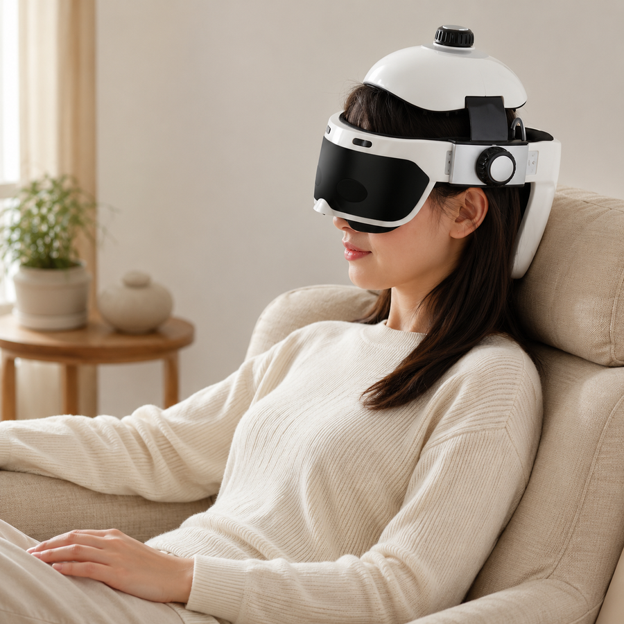 Wiederaufladbarer elektrischer Heizkopf-Augenmassage-Helm
